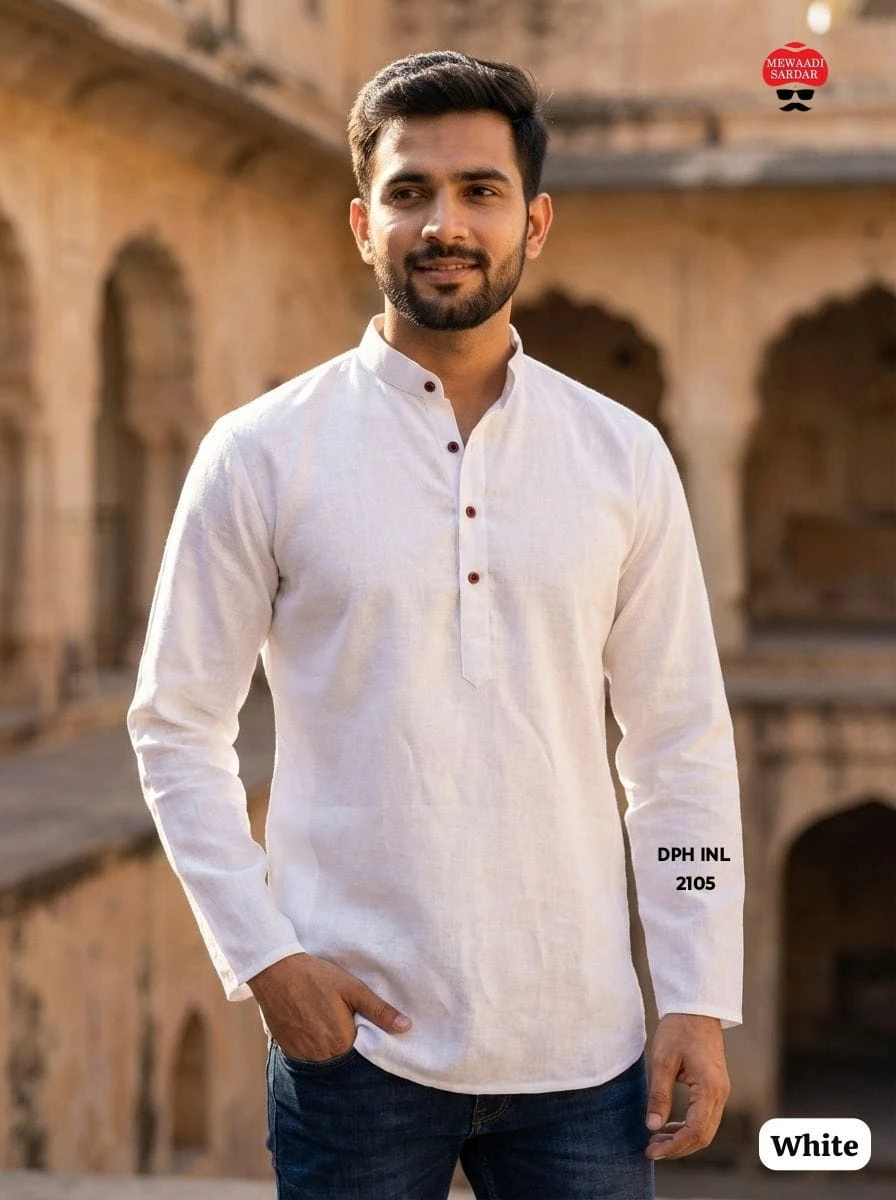 Mandarin Collar Solid Cotton Linen Short Kurta